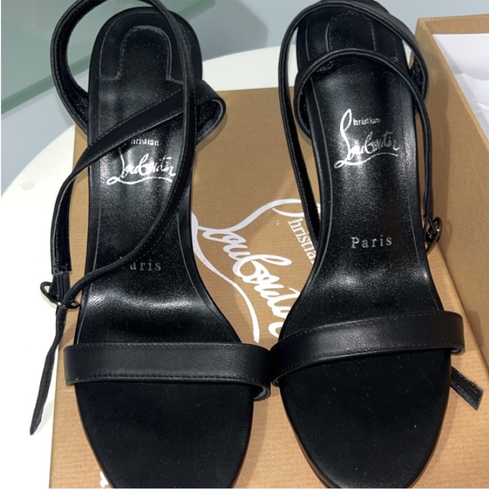 Christian Louboutin Black Strappy Open-Toe Heels